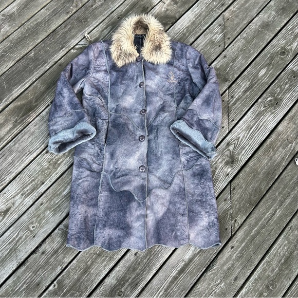 Vintage Baby Phat Vegan Suede Faux Fur Trench Coat Y2K 90s XL - Picture 1 of 3